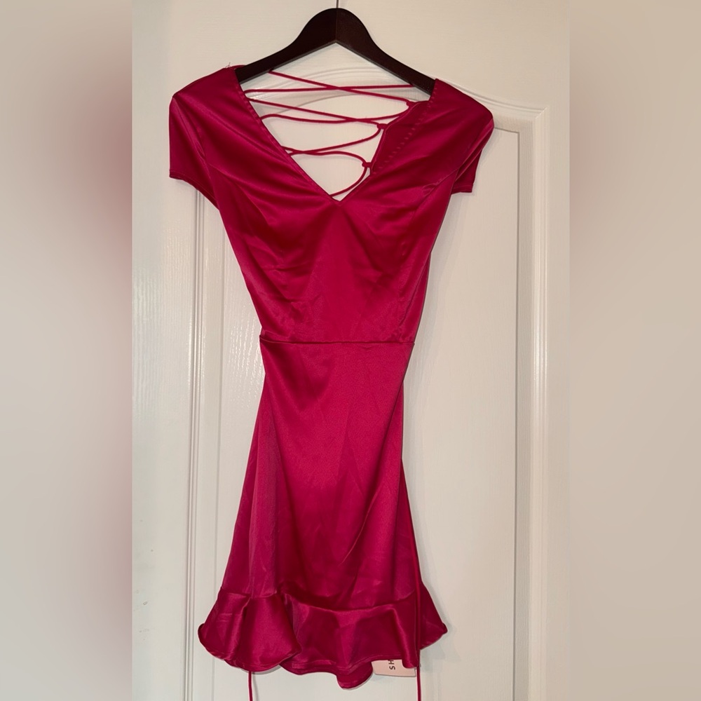 SHEIN Fuchsia Backless Dress